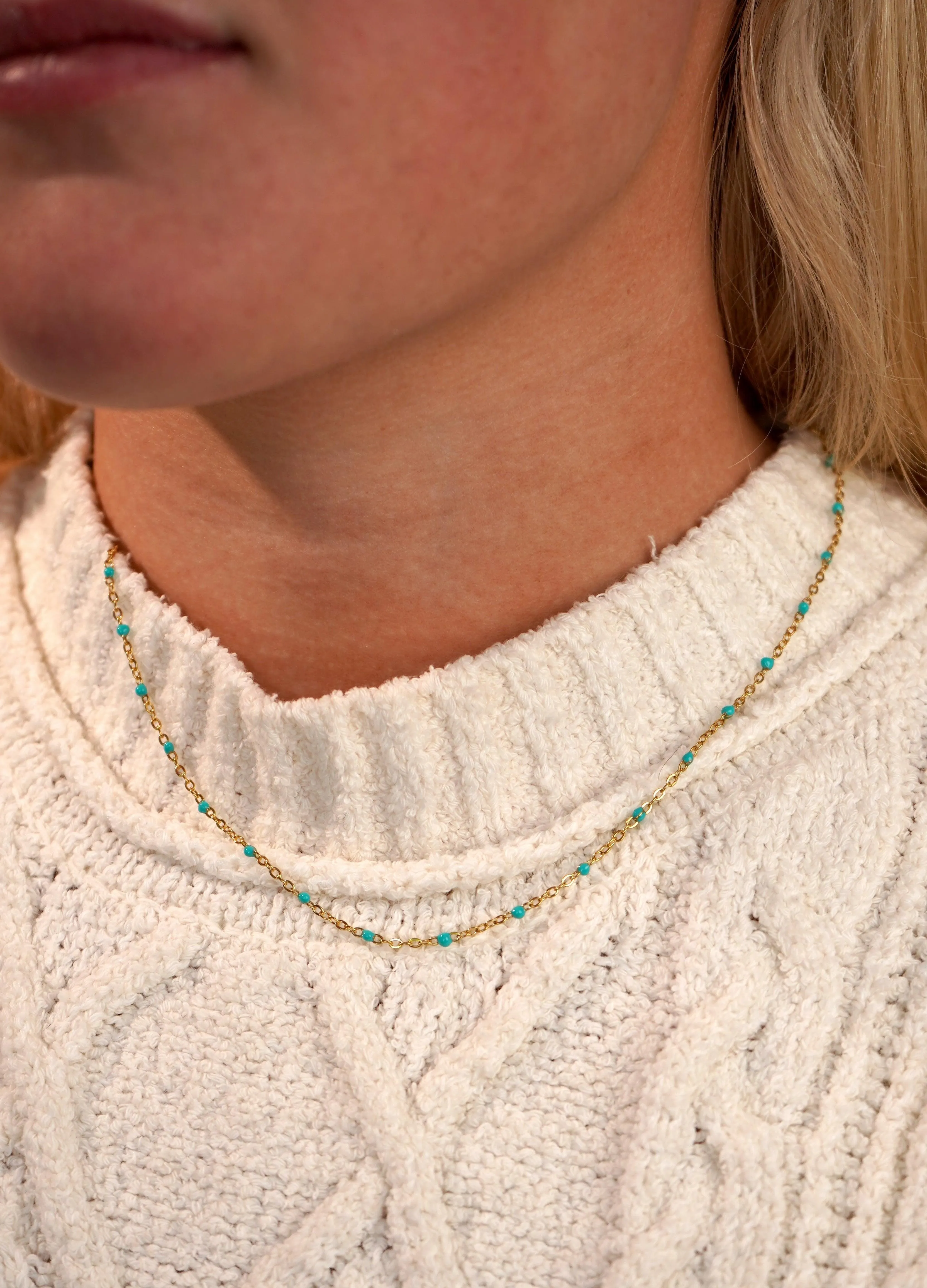 Blue Skies Enamel Dotted Necklace