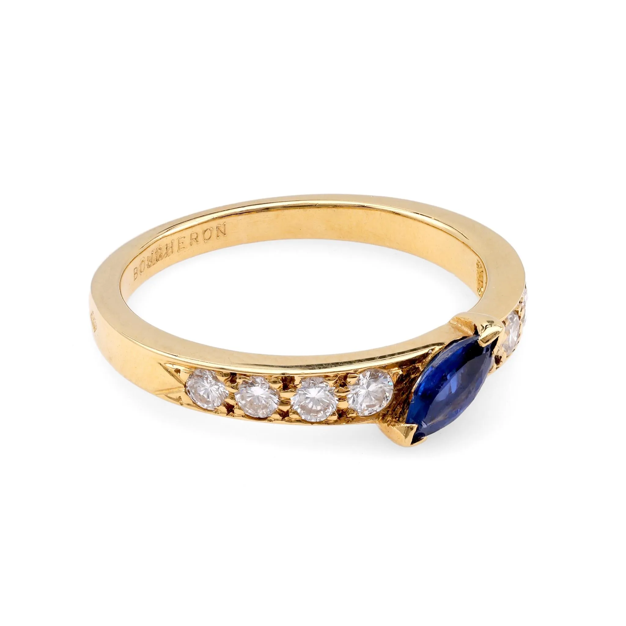 Boucheron Paris Sapphire Diamond Yellow Gold Ring