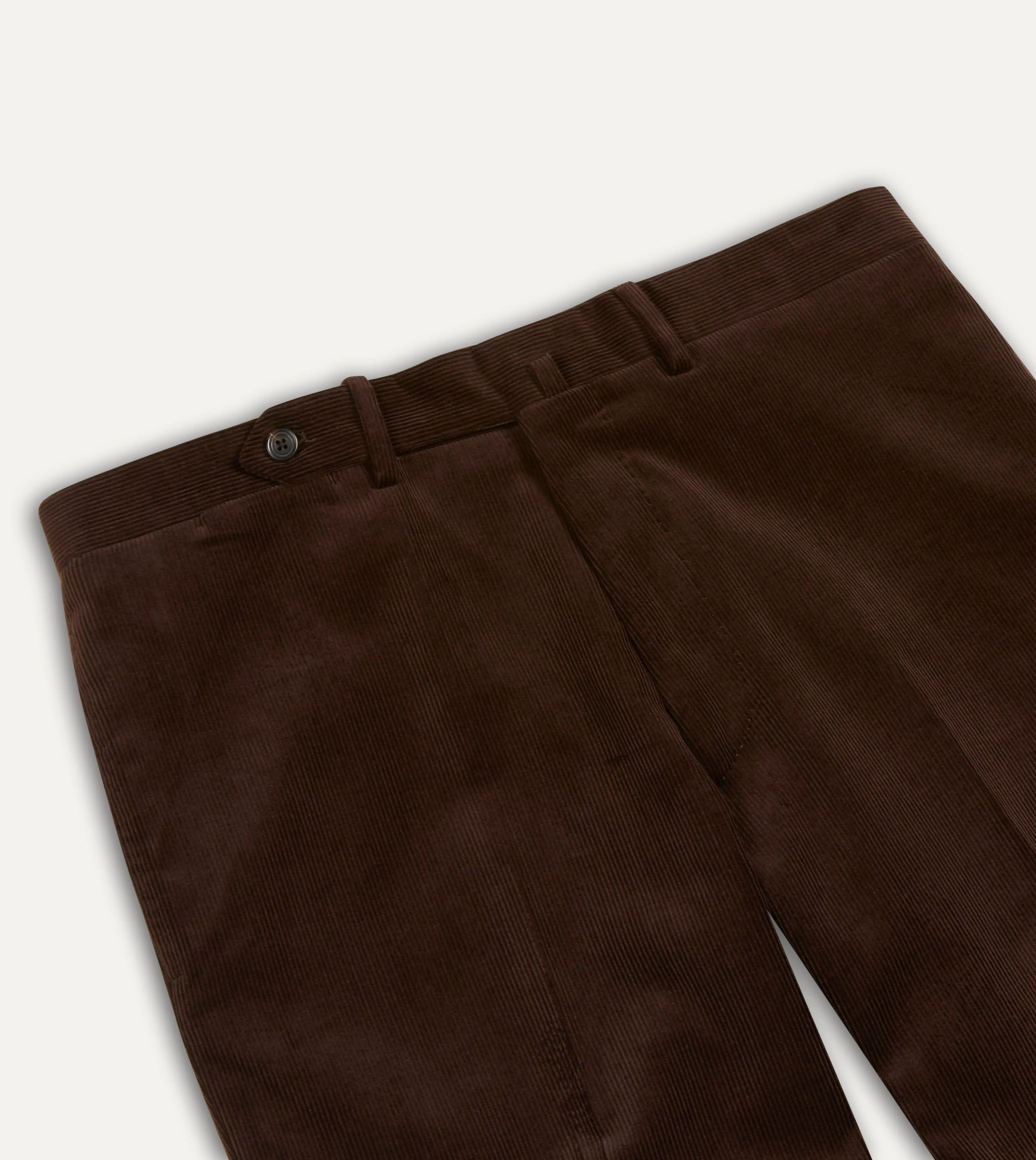 Brown Mid-Wale Corduroy Flat Front Trouser