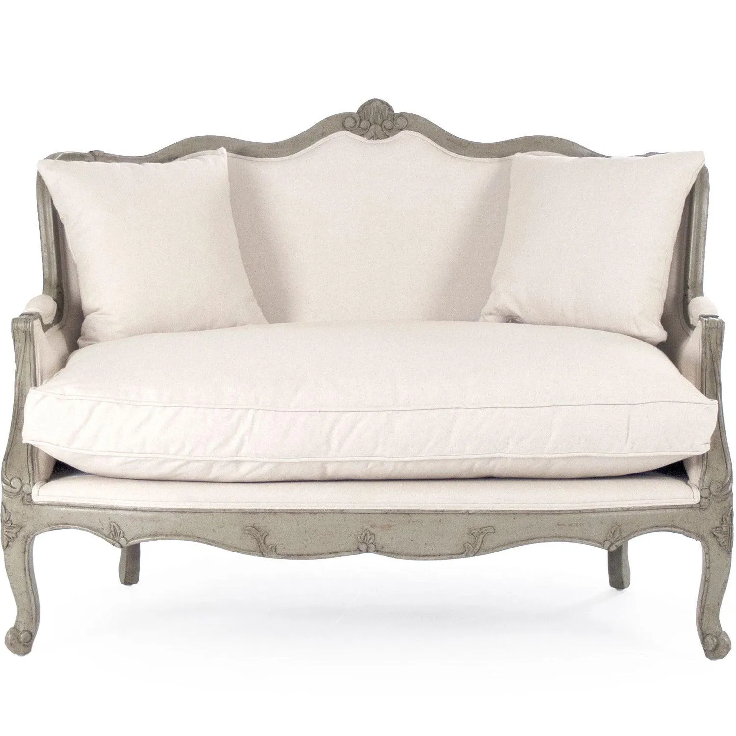 Burlap and Linen French Settee