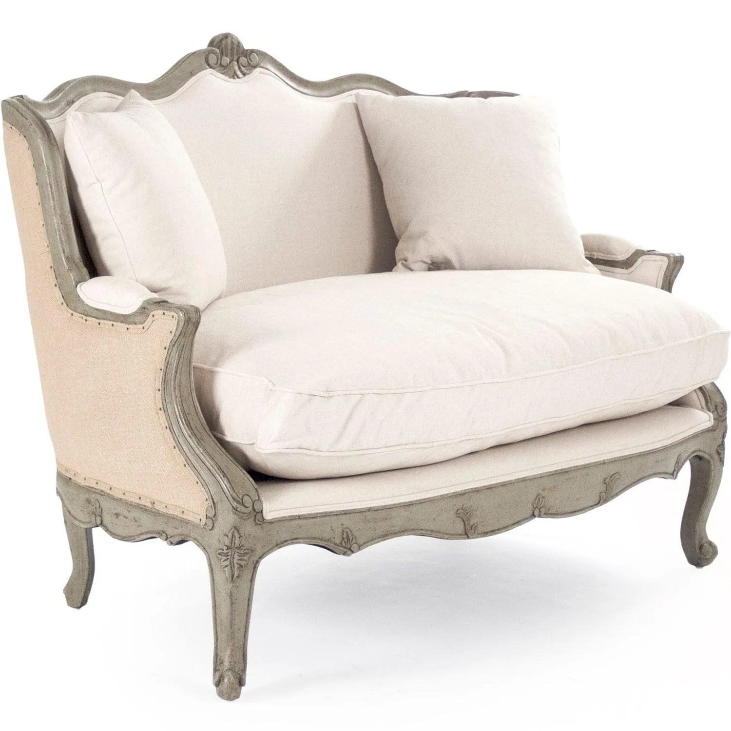 Burlap and Linen French Settee