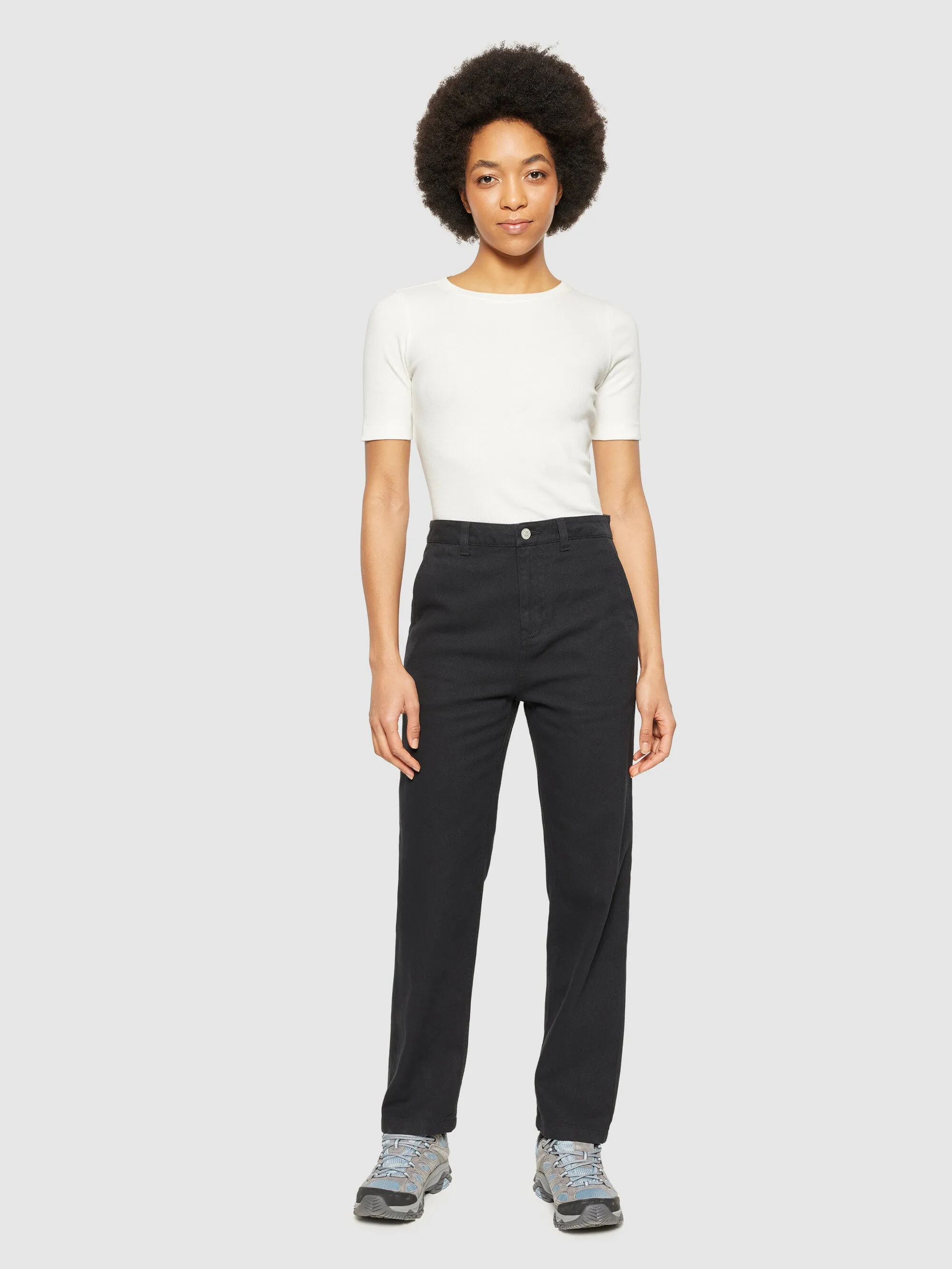 CALLA tapered mid-rise twill workwear pants - GOTS/Vegan - Black Jet