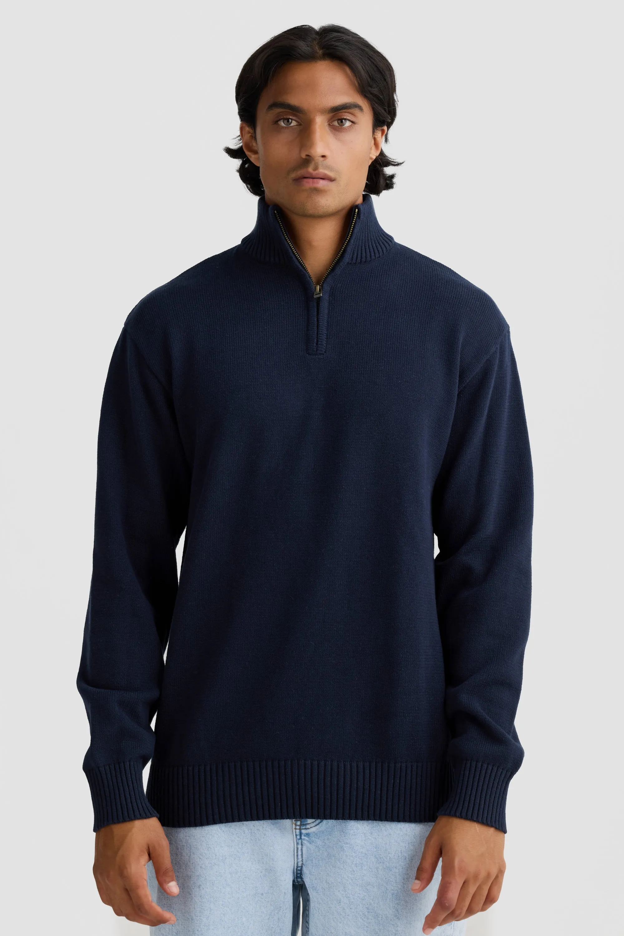 Campbell Knit Quarter Zip French Navy