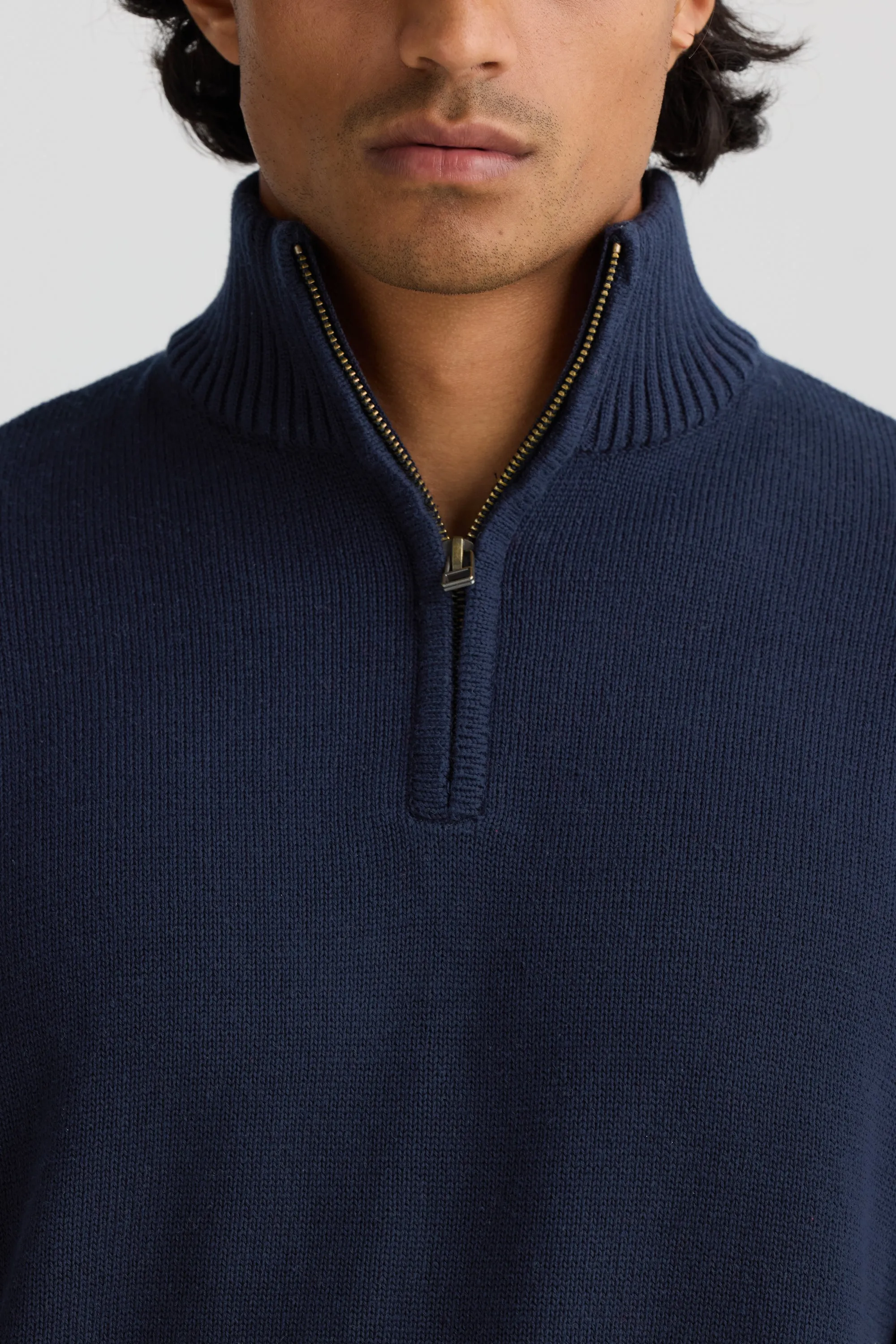 Campbell Knit Quarter Zip French Navy