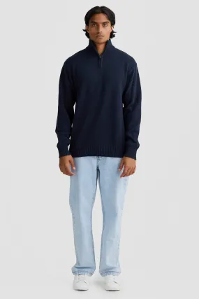 Campbell Knit Quarter Zip French Navy