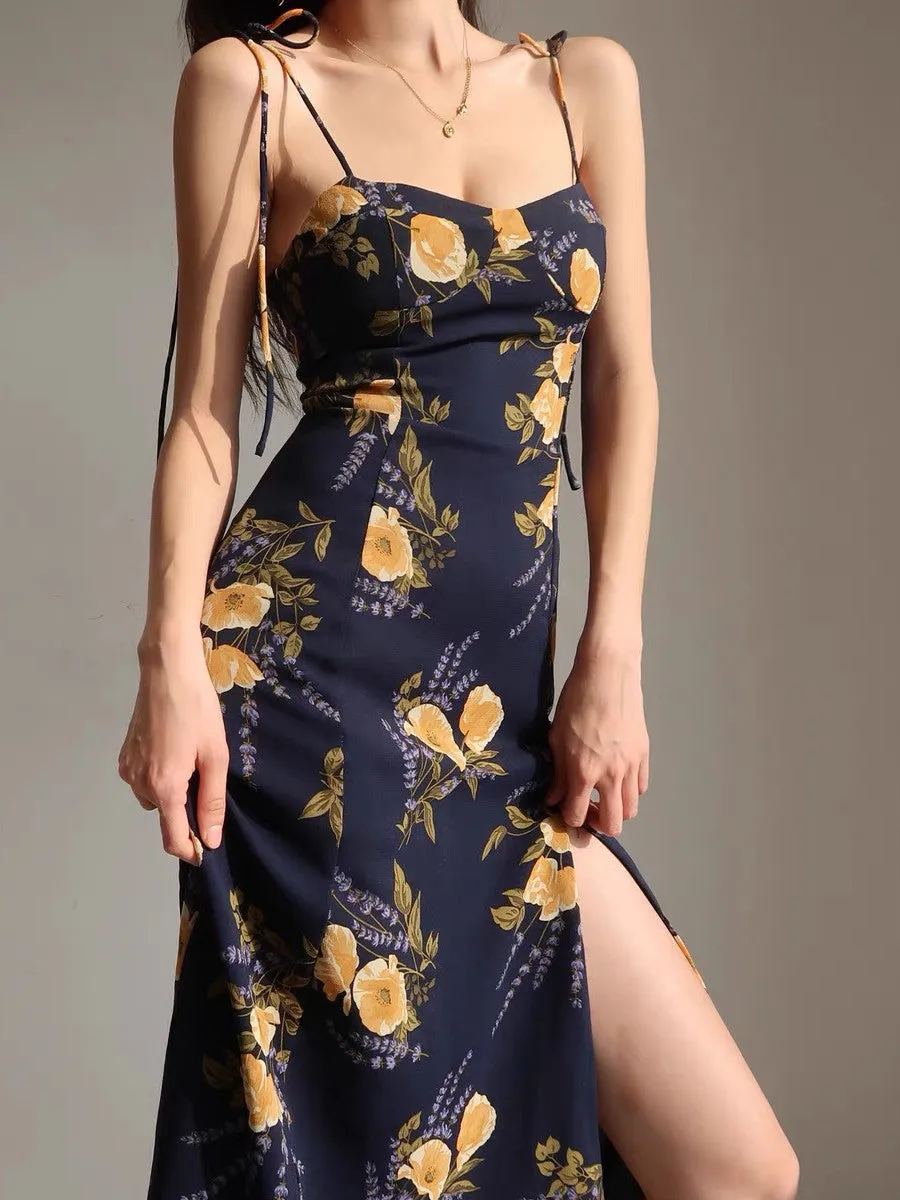 Candice Flower Print Spaghetti Strap Midi Dress