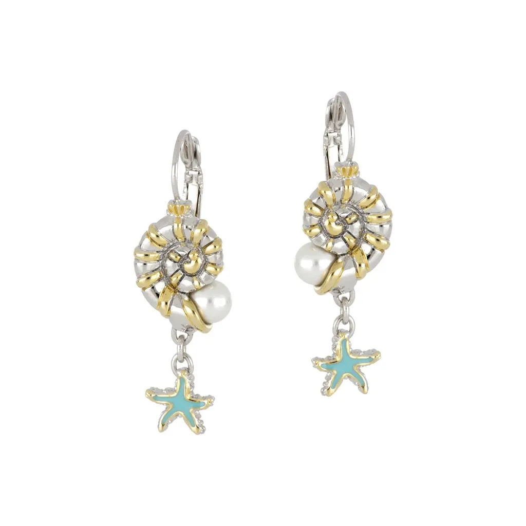 Caraíba Collection Nautilus & Starfish French Wire Earrings