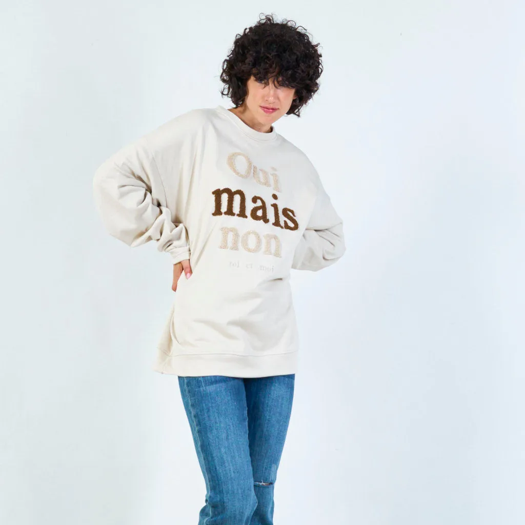 Chic French slogan hoodie "Oui mais non" wholesale