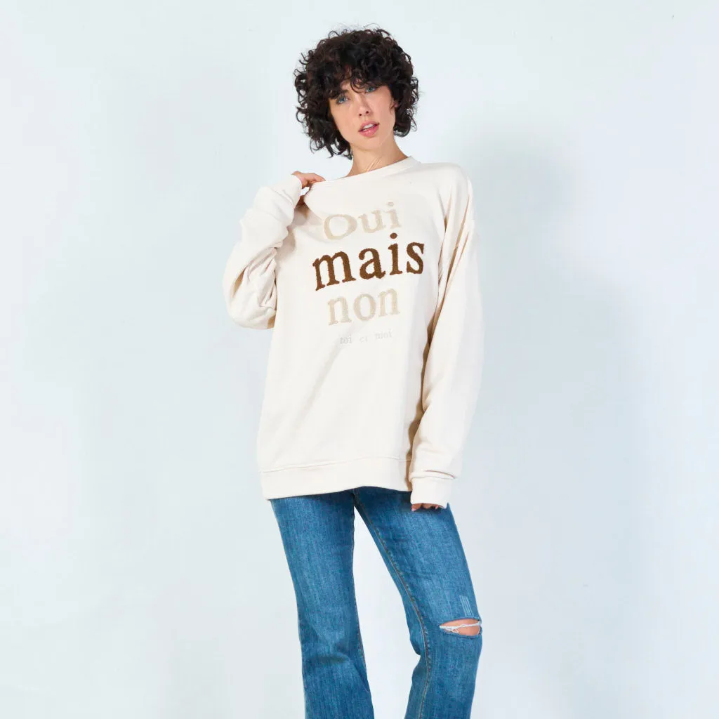 Chic French slogan hoodie "Oui mais non" wholesale