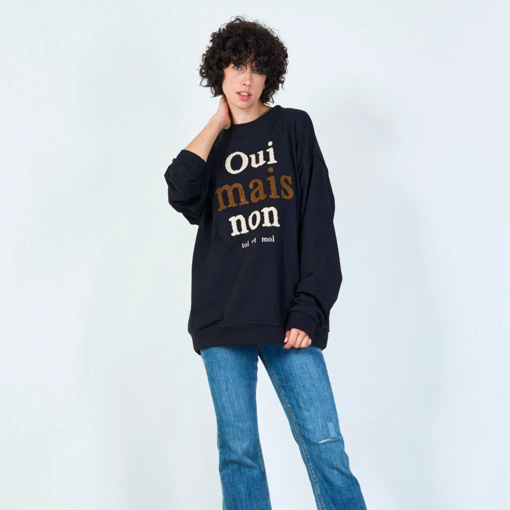 Chic French slogan hoodie "Oui mais non" wholesale