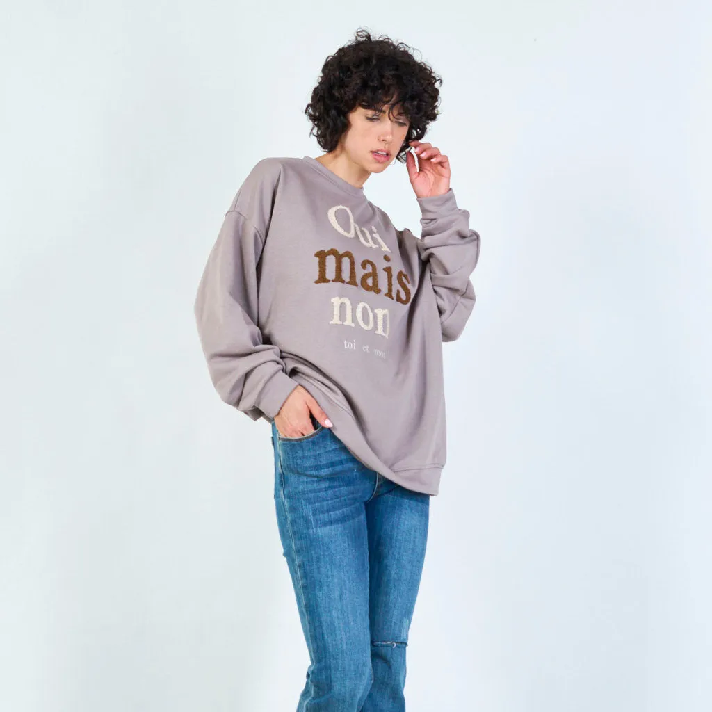 Chic French slogan hoodie "Oui mais non" wholesale