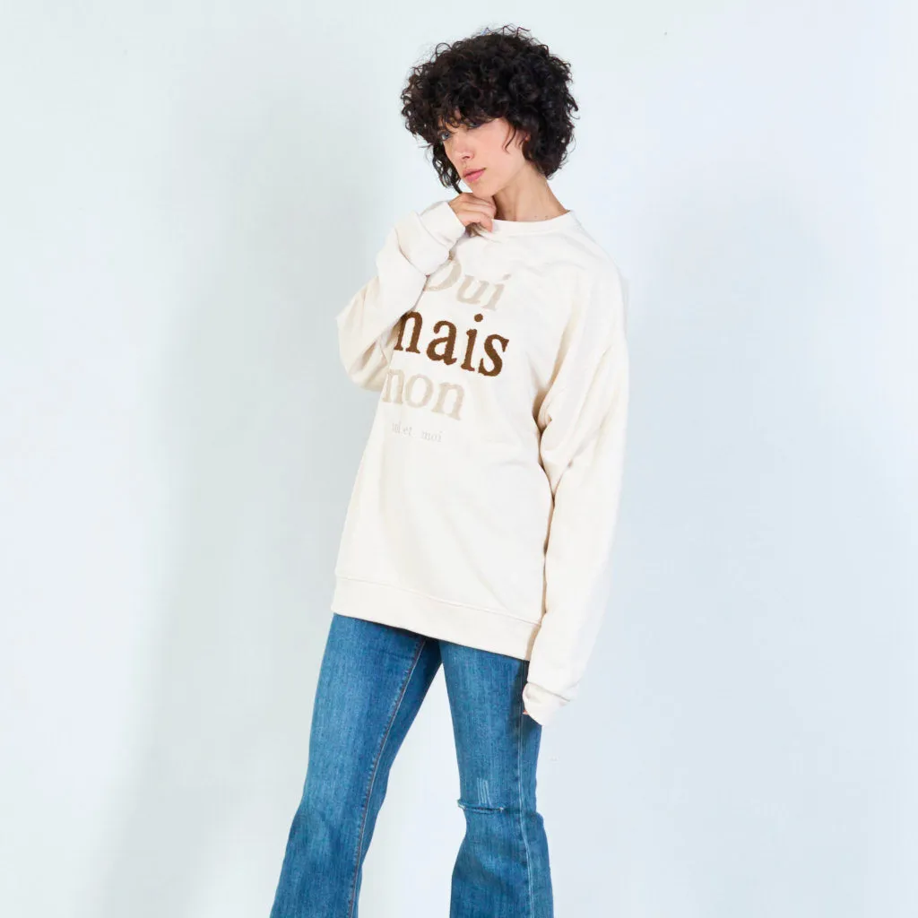 Chic French slogan hoodie "Oui mais non" wholesale