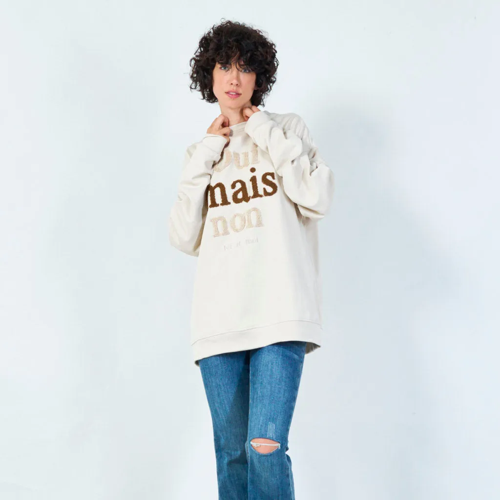 Chic French slogan hoodie "Oui mais non" wholesale