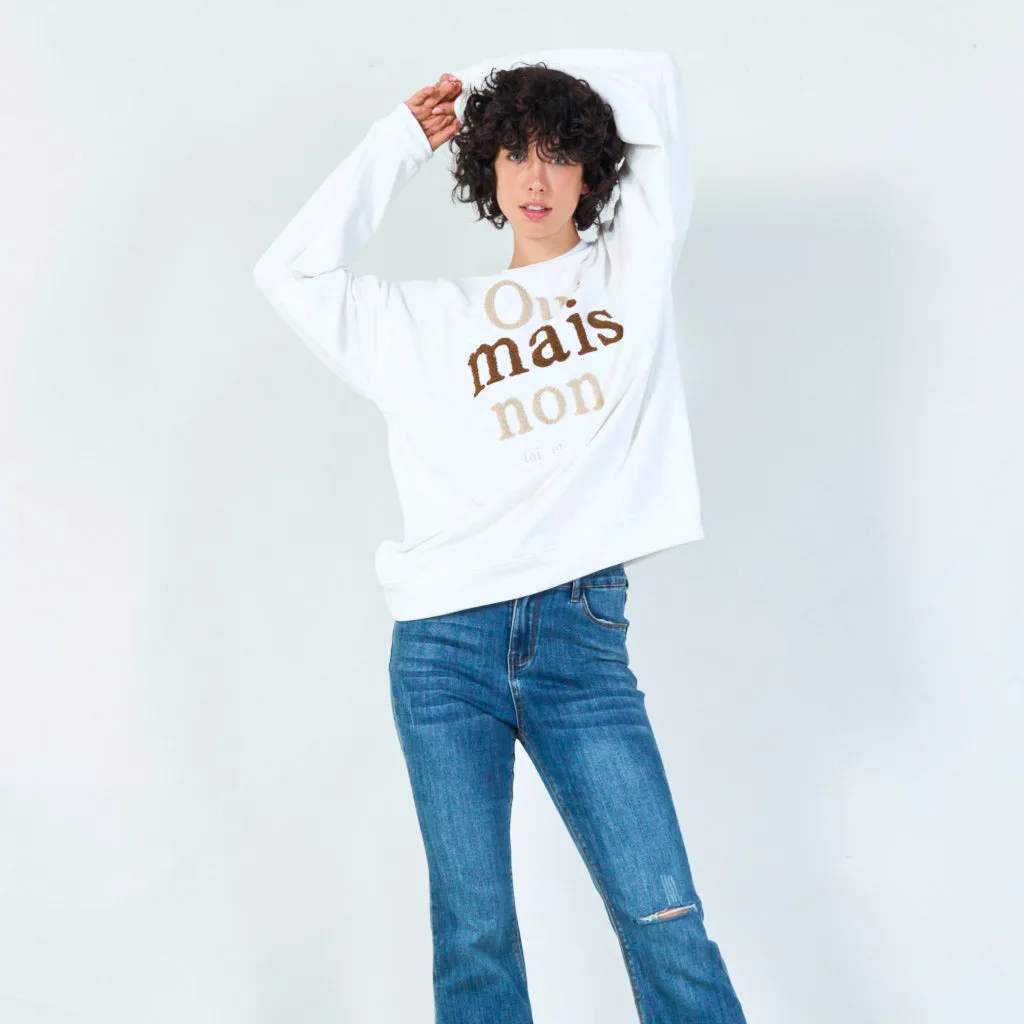 Chic French slogan hoodie "Oui mais non" wholesale