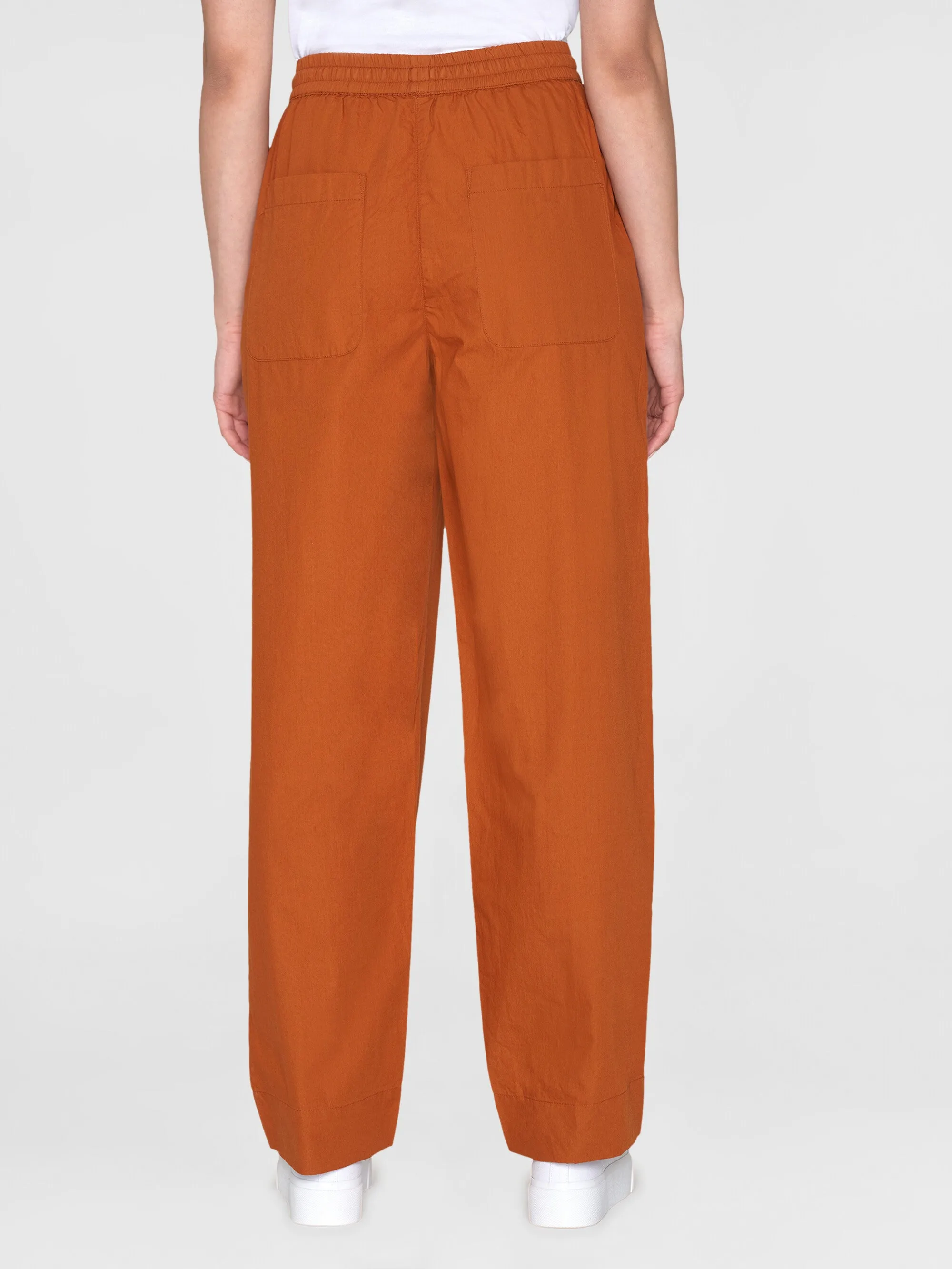 CHLOE barrel high-rise poplin elastic waistband pants - Leather Brown