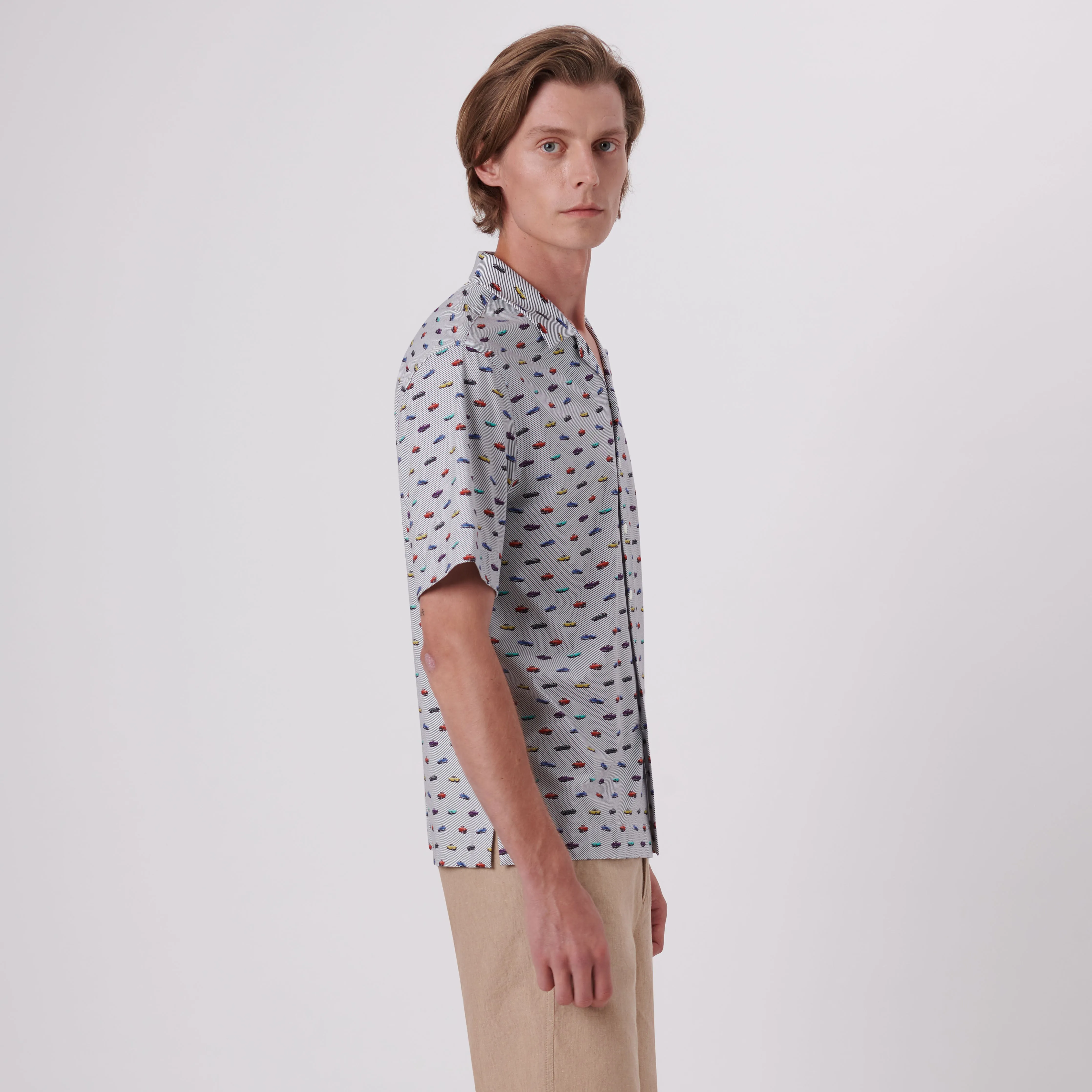 Cole Vintage Cars Print OoohCotton Camp Shirt