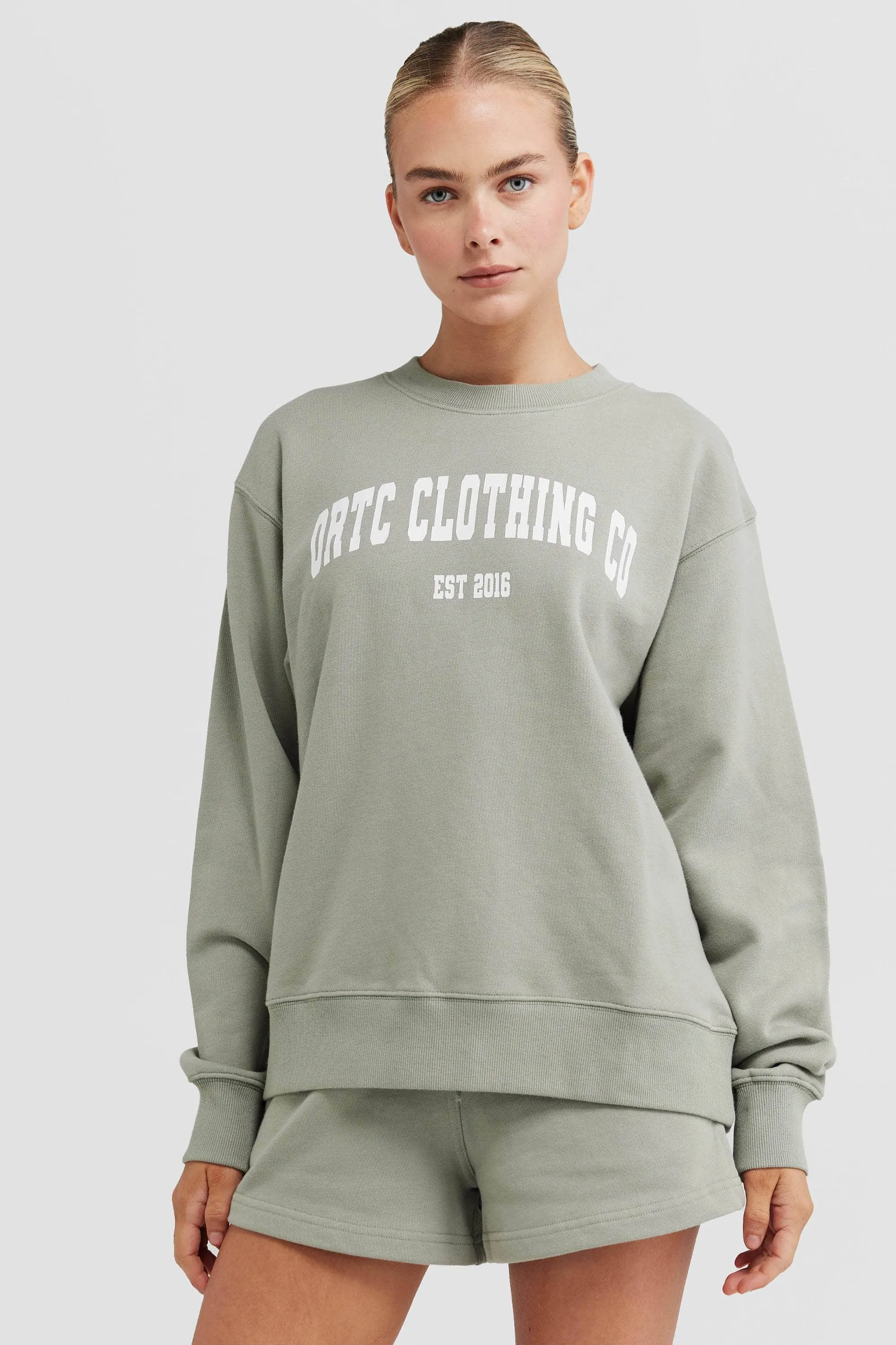 College Logo Crew Dusty Olive