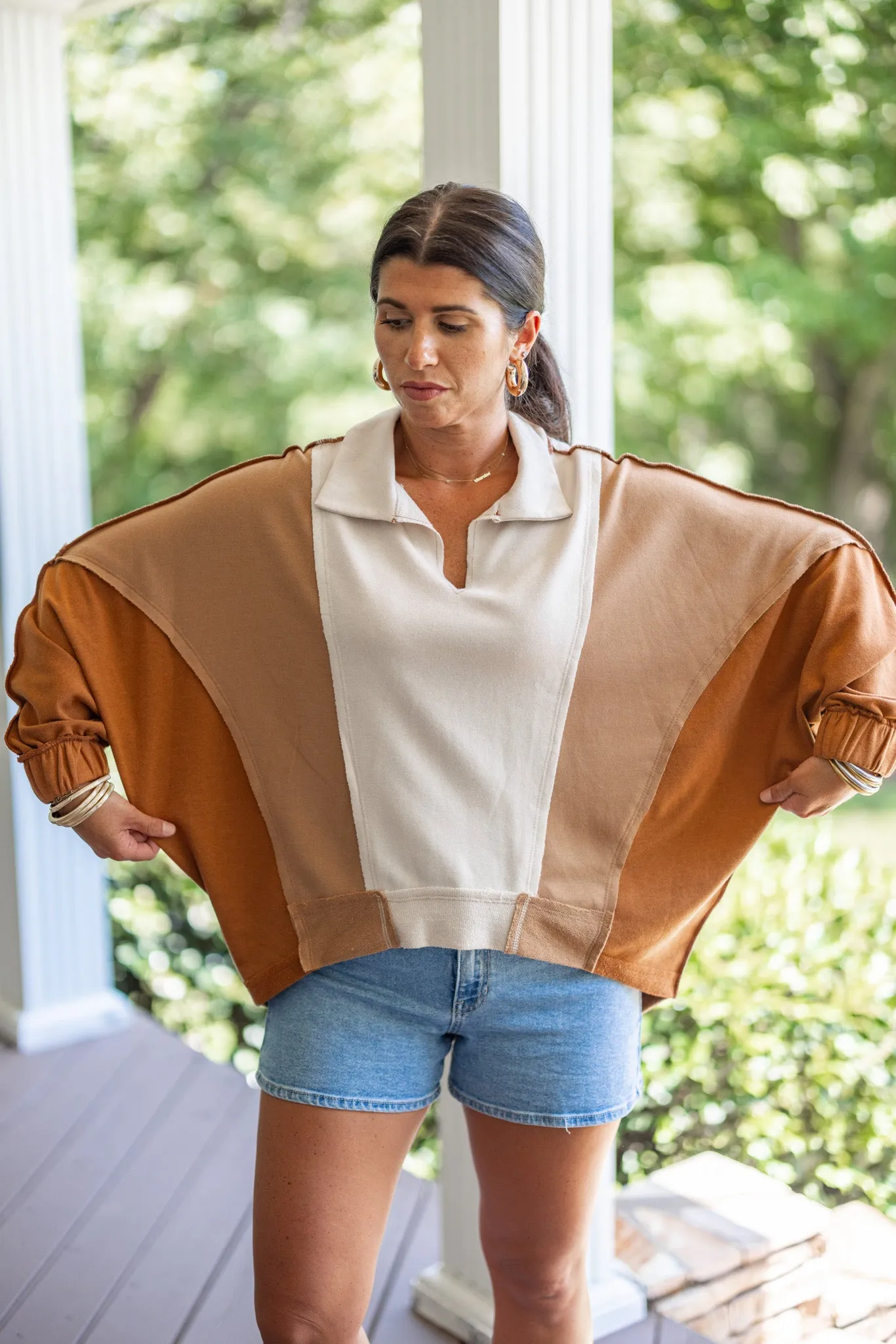 Colorblock Fab Taupe Mix Pullover