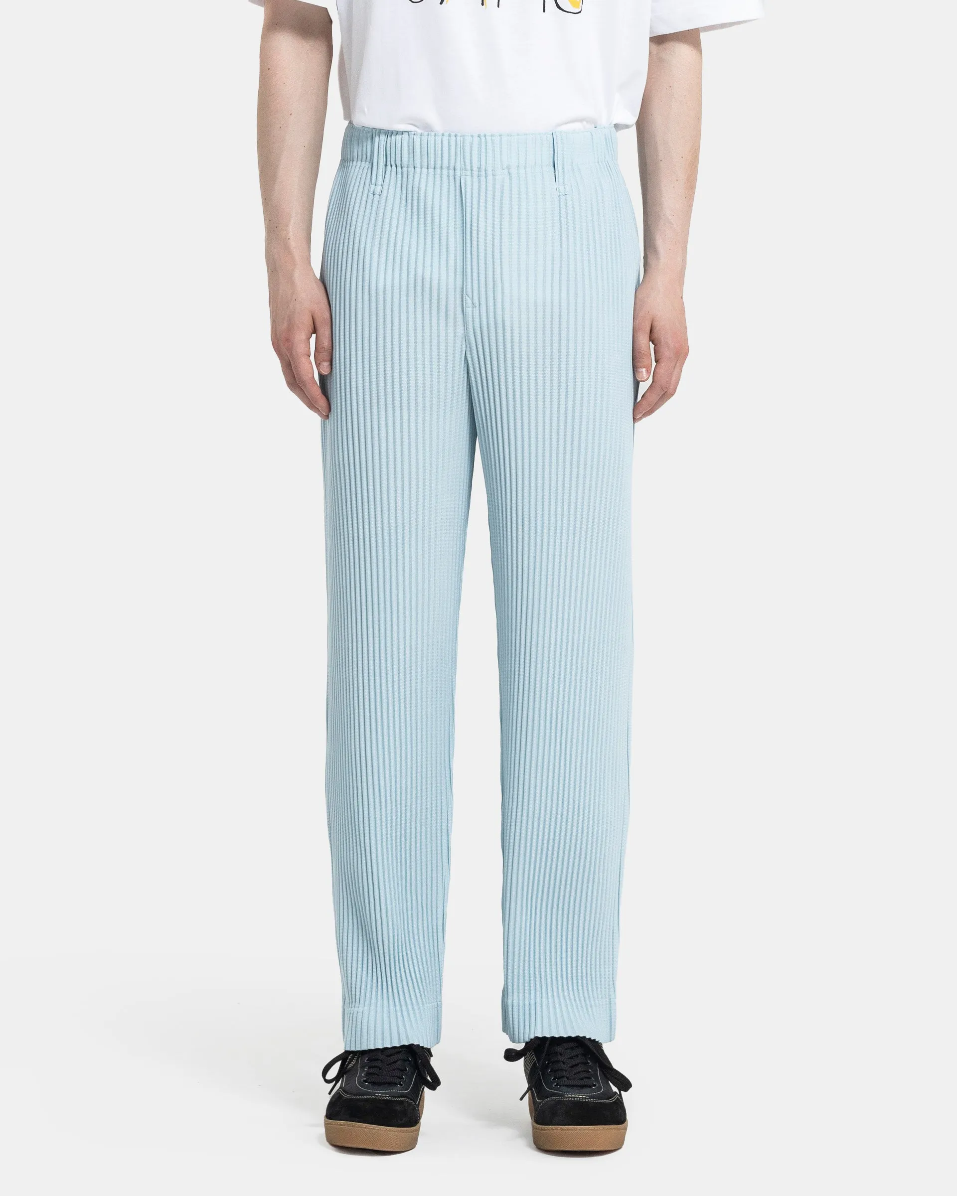 Colour Pleats Pants in Light Blue