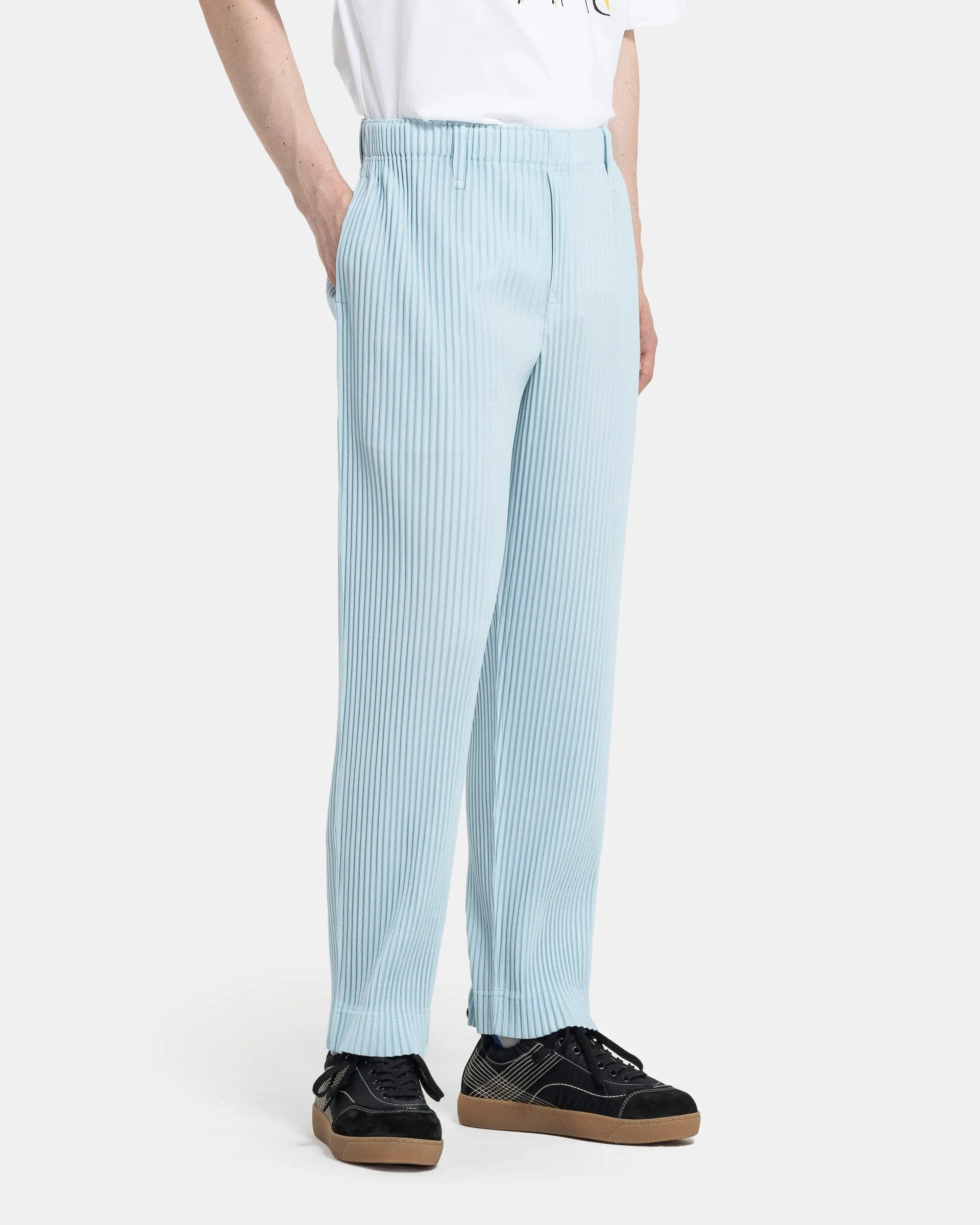 Colour Pleats Pants in Light Blue