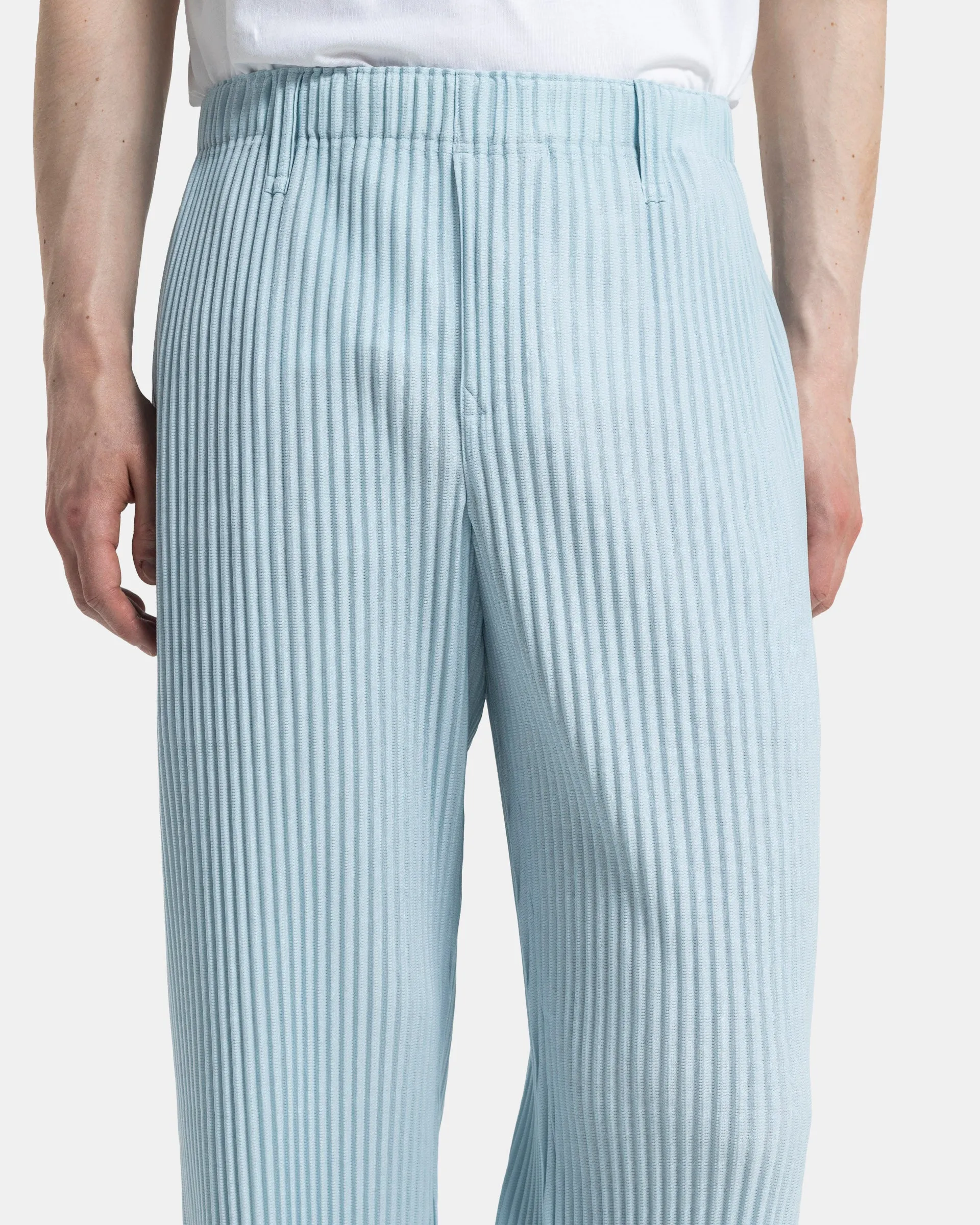 Colour Pleats Pants in Light Blue