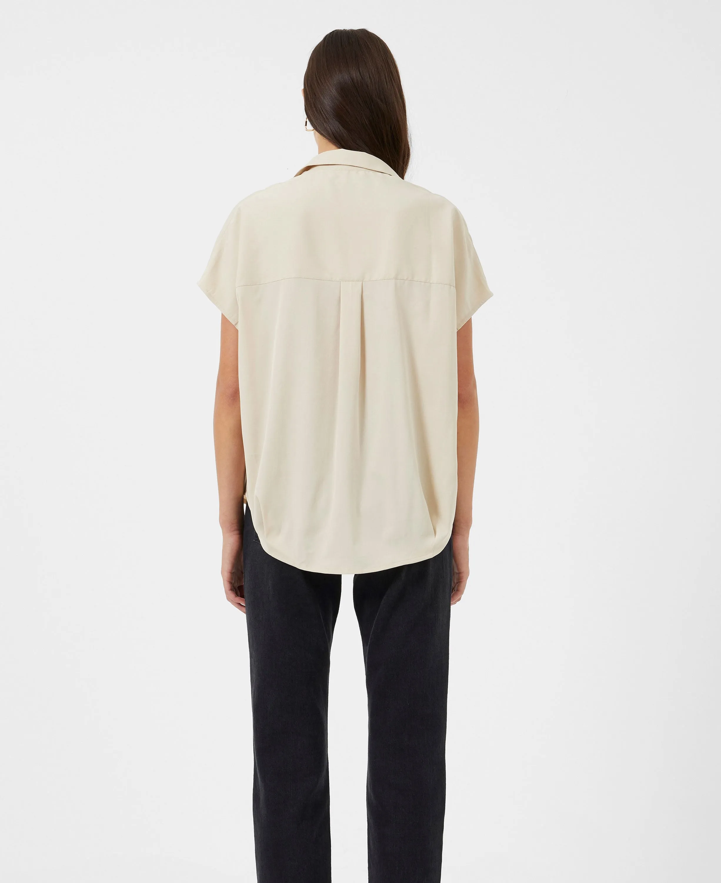 Crepe Light Cap Sleeve Popover Shirt - Wild Wheat