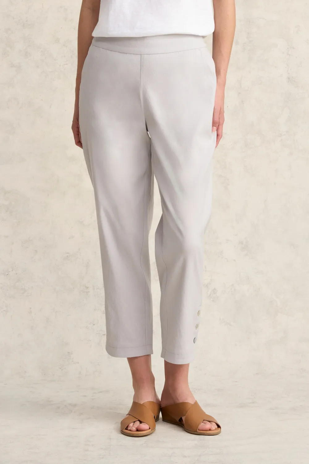 Curved Hem Linen Pant - Light Grey