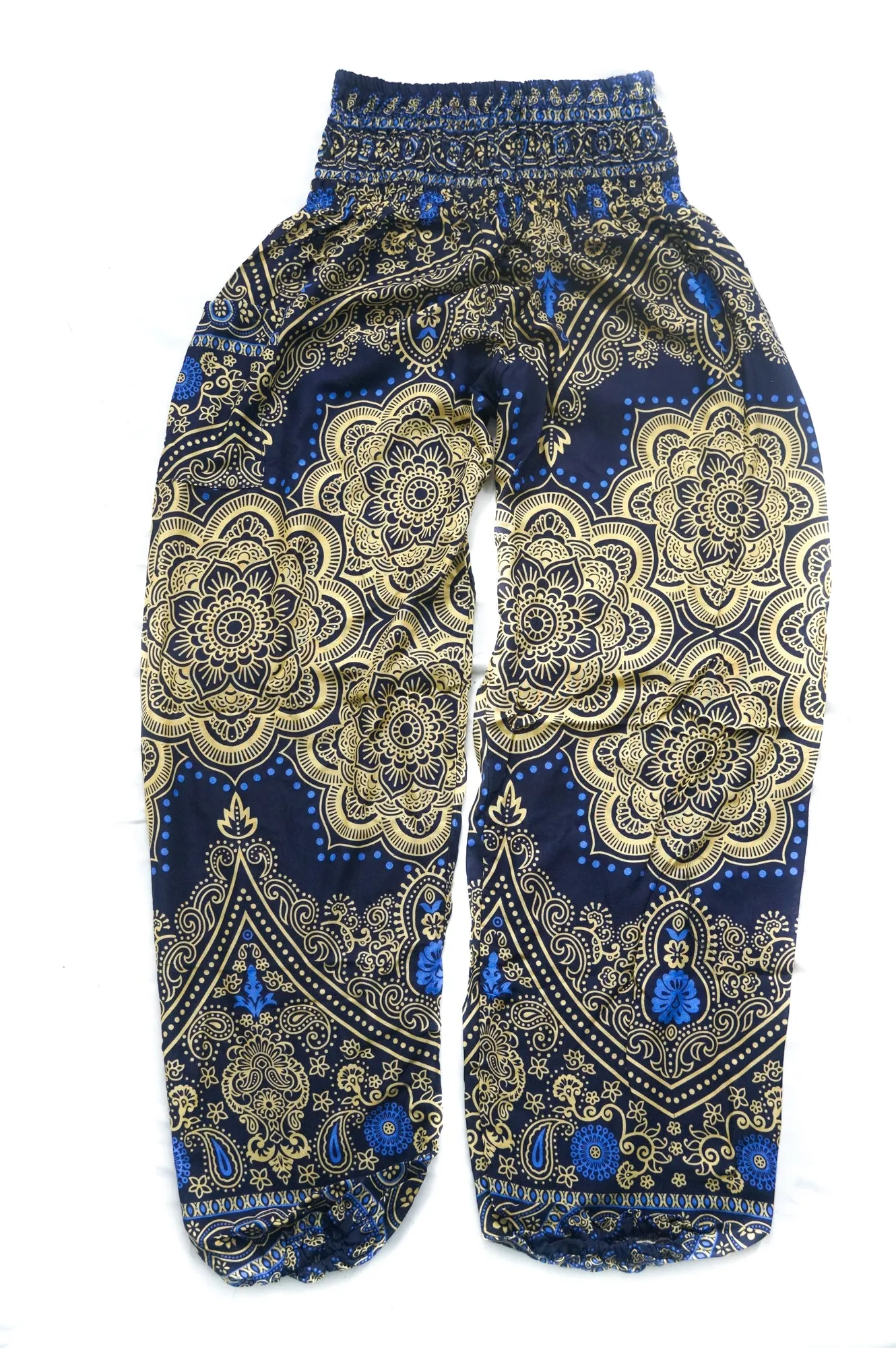 Dark Blue Lotus Mandala Harem Pants