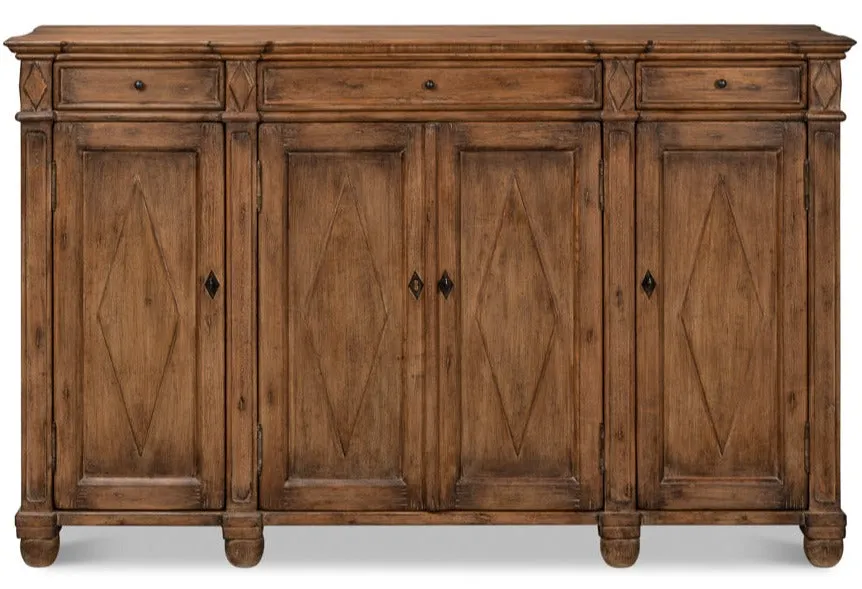 Diamond Motif Front Wood Sideboard