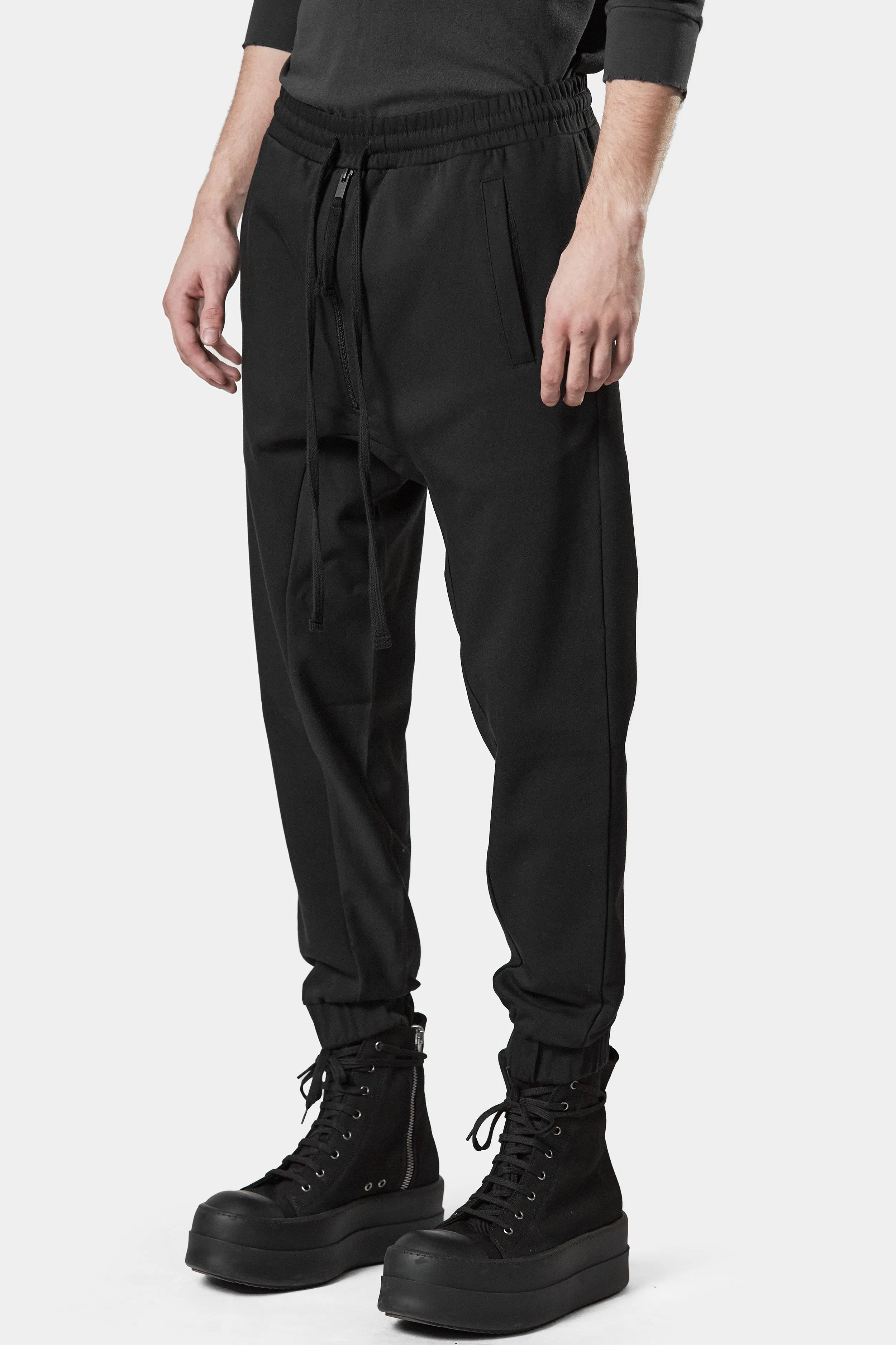 Drop crotch zip up pants