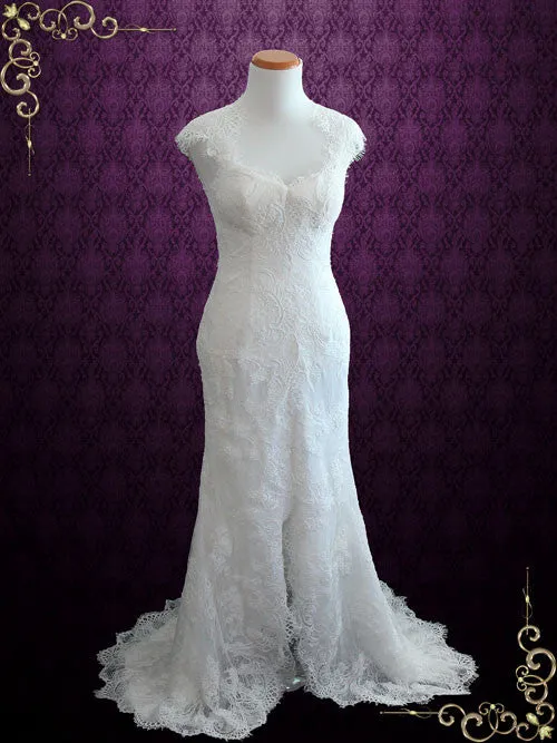 Elegant Keyhole Back French Lace Wedding Dress with Silk Lining ELIRA