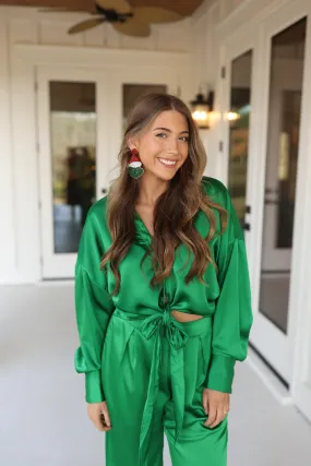 Emerald Satin Top