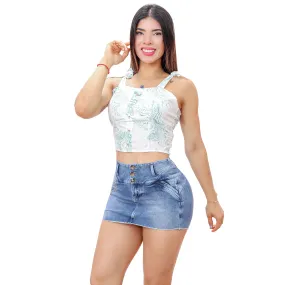 Falda Short Bordado Dorado