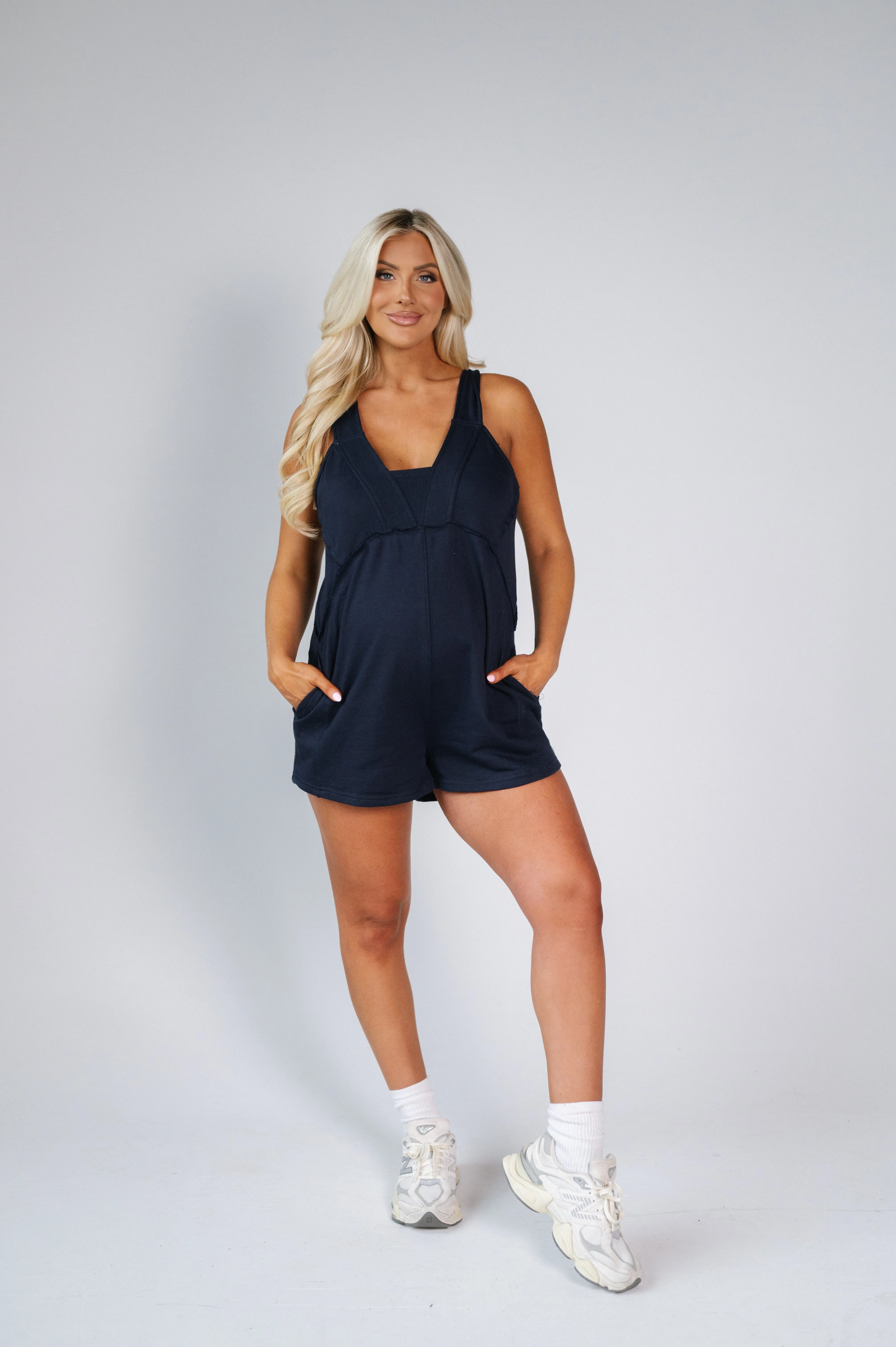 Farah French Terry Romper-Navy