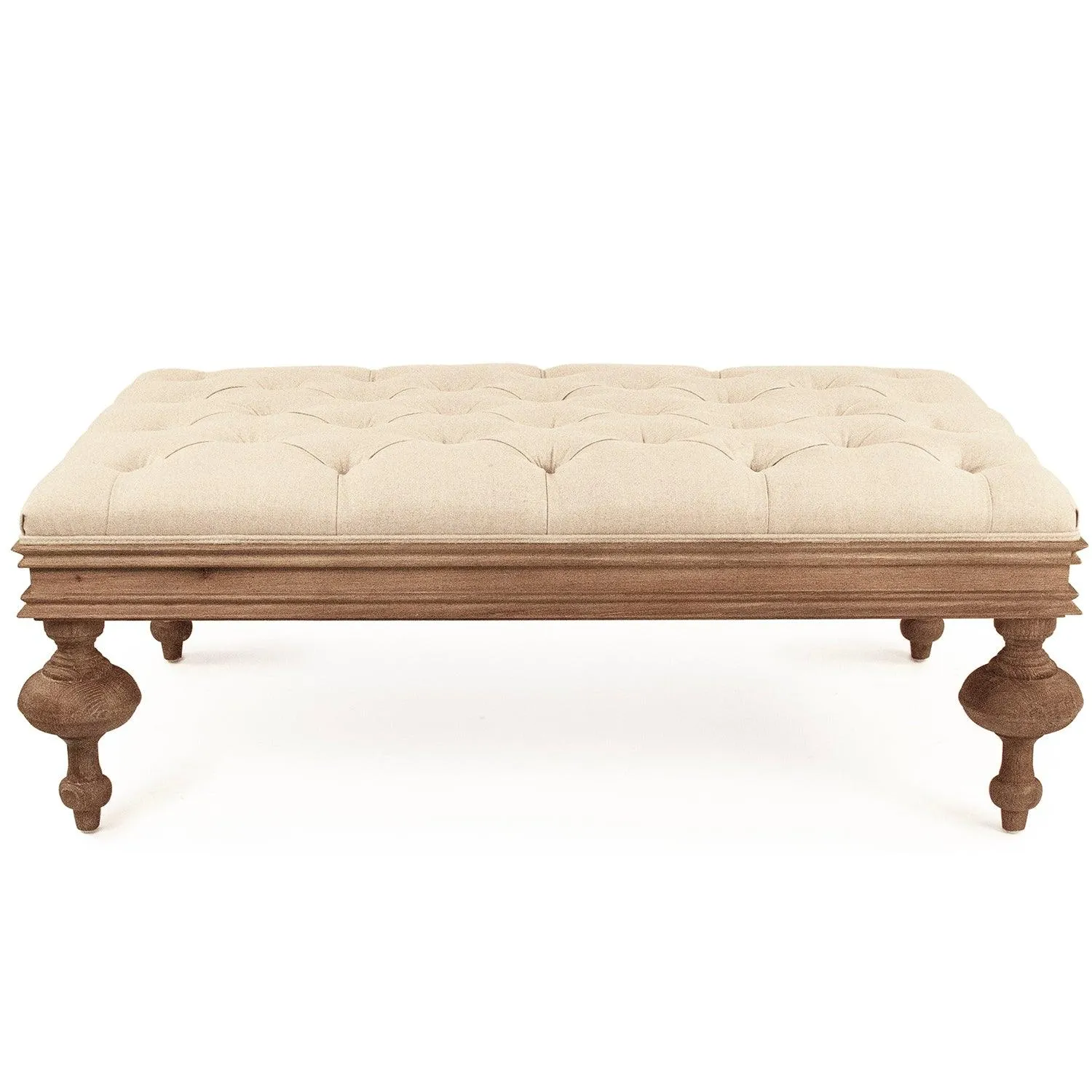 Farmhouse Tufted Oak Ottoman