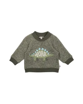 Fox & Finch T-Rex Roar Sweater - Khaki Fleck (Size 00-7)