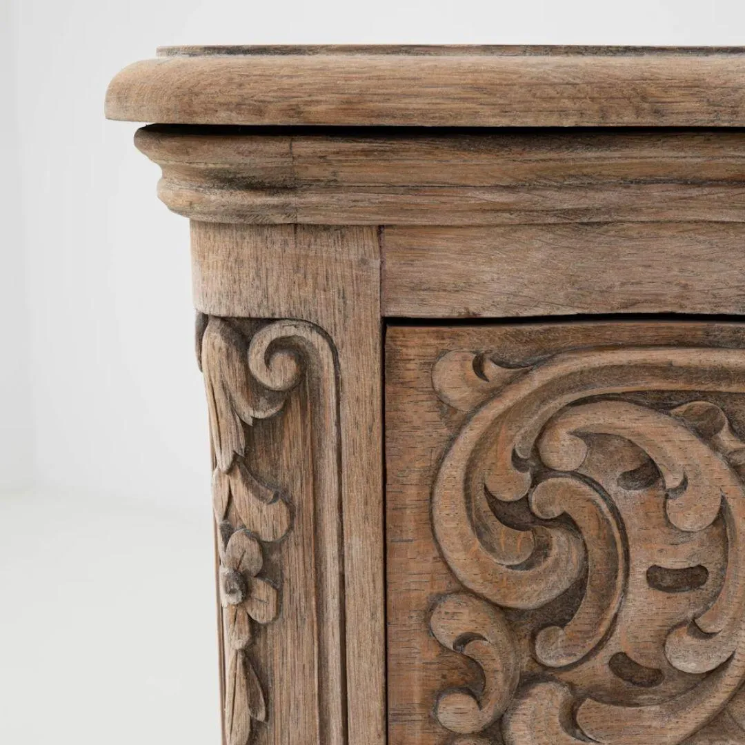 French Antique Ornate Bleached Oak Chest Of Drawers, Circa 1920