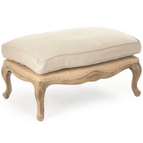 French Burlap Ottoman