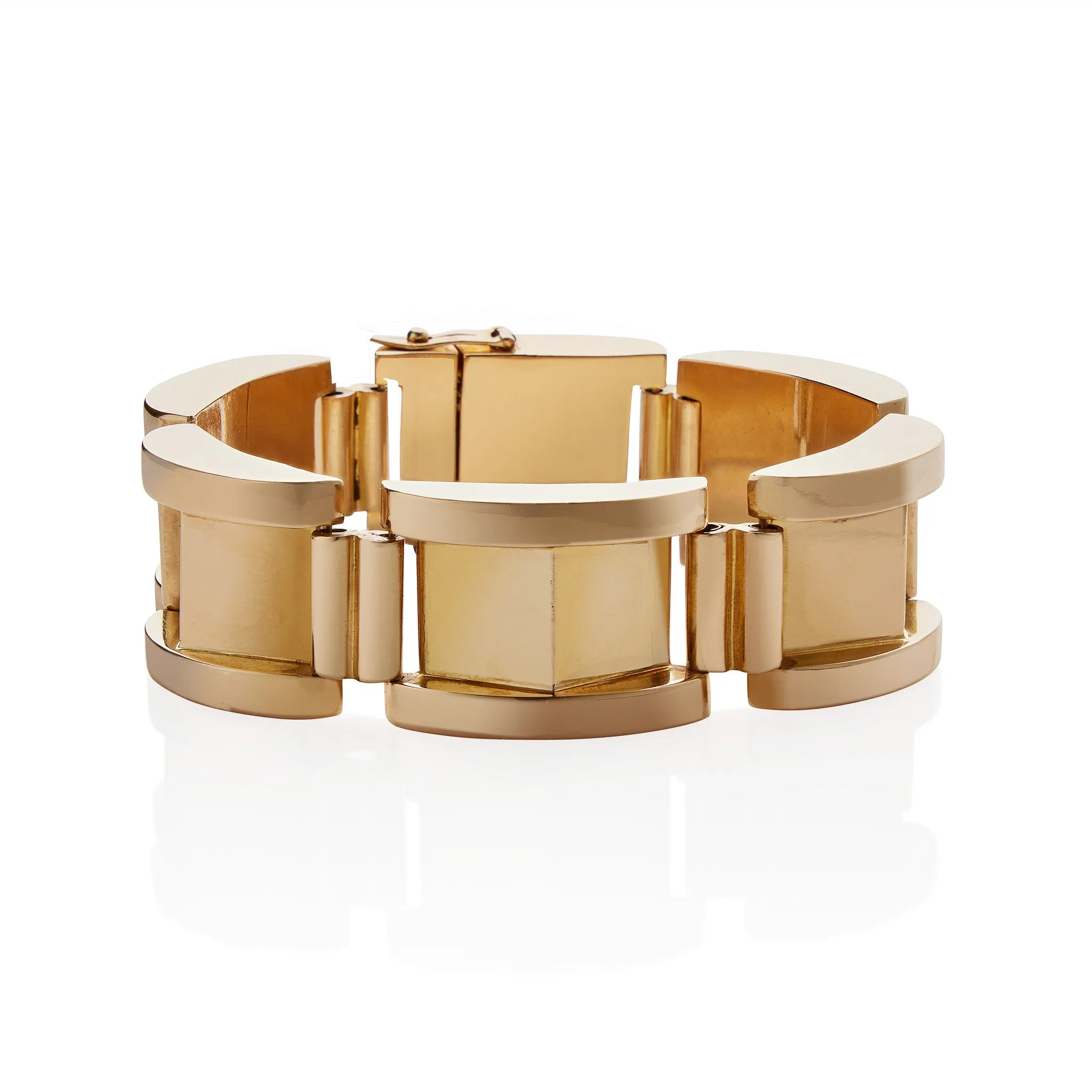 French Retro 18K Gold Tank Bracelet