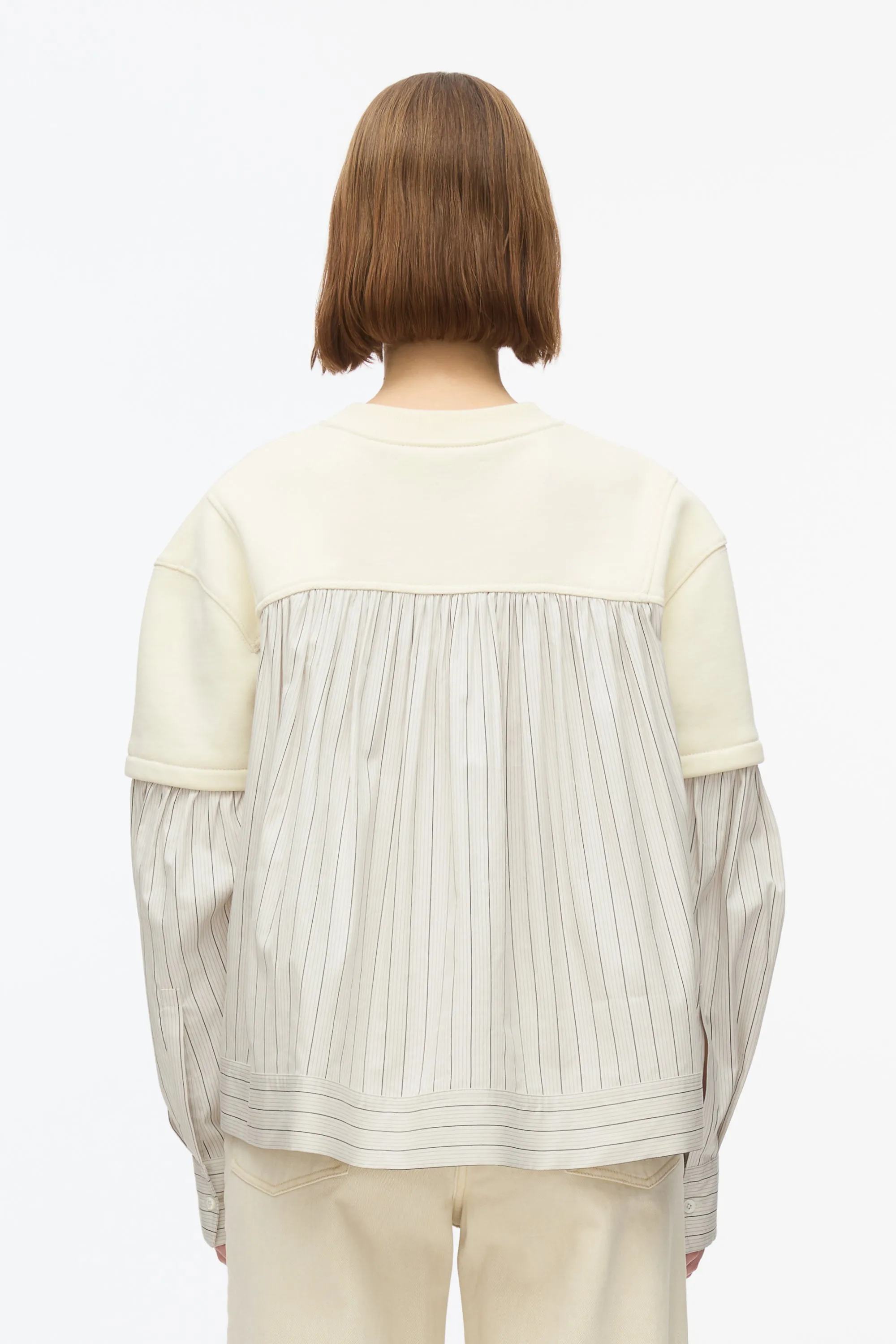 Gathered Poplin Sweatshirt