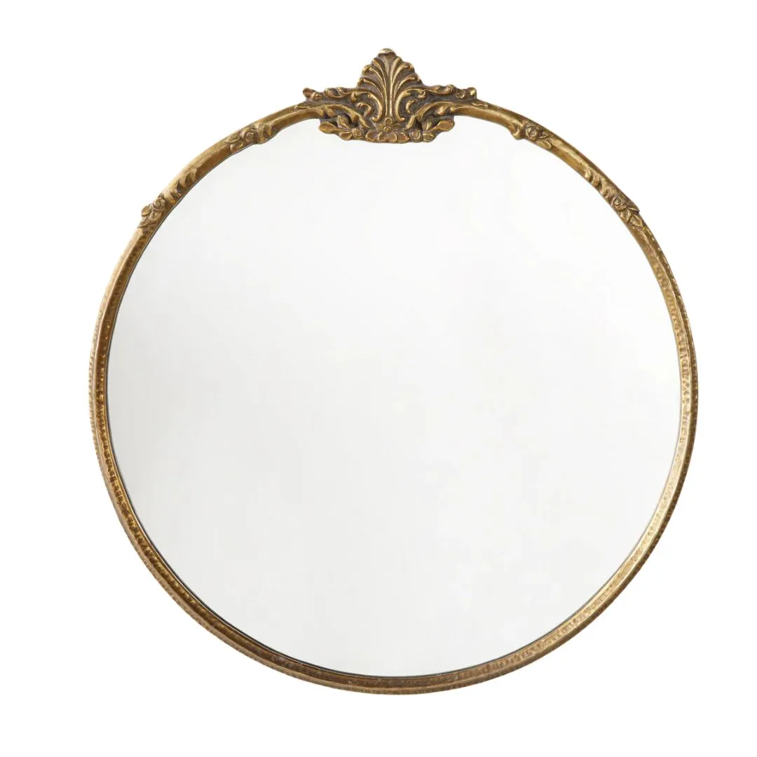 Gilded French Round Accent Mirror