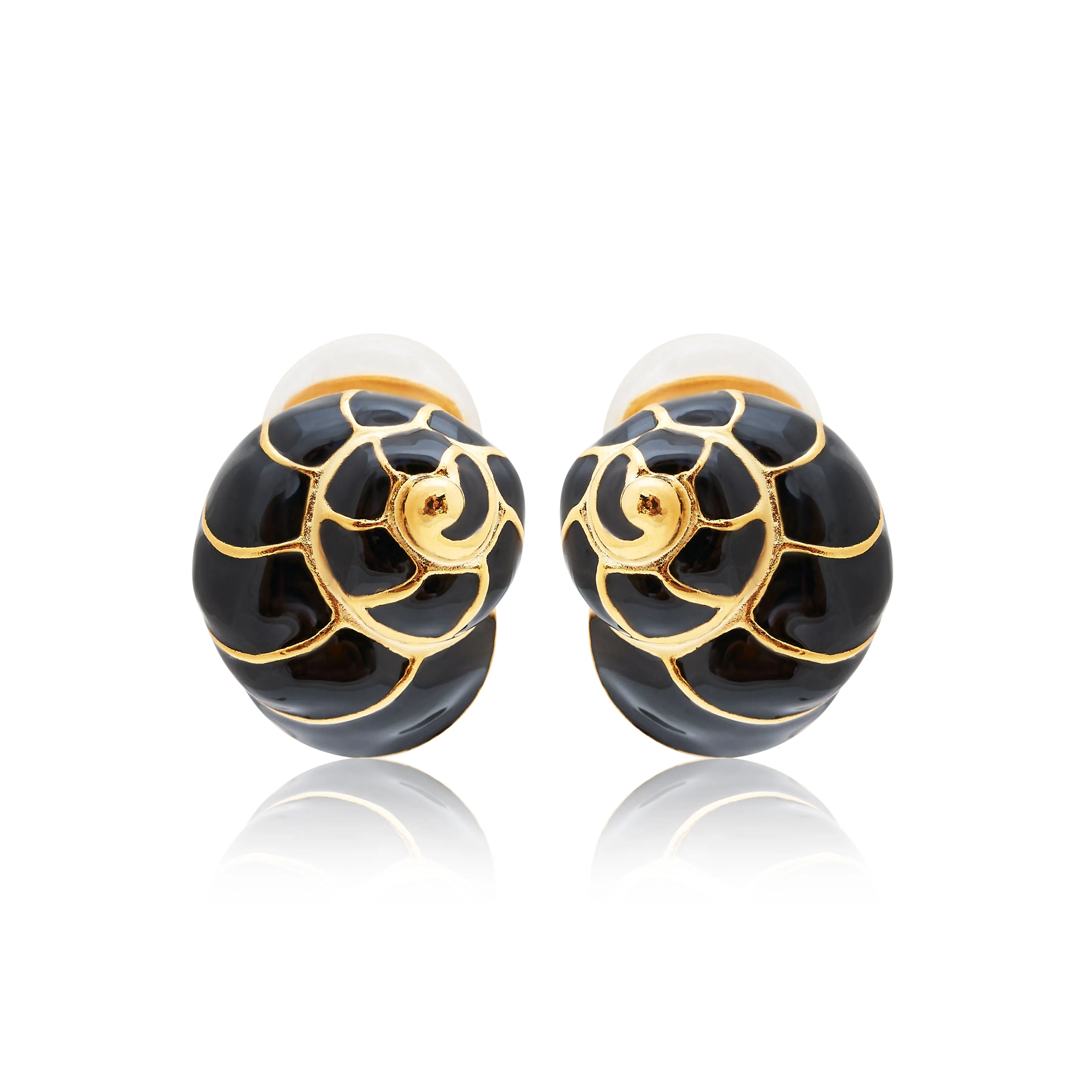 Gold and Black Shell Clip Earring