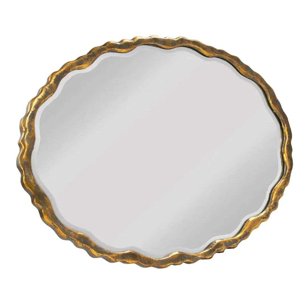 Golden Wavy Oval Mirror