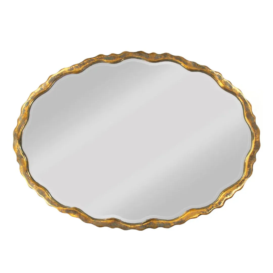 Golden Wavy Oval Mirror