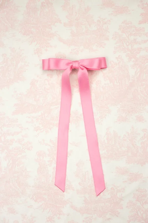 Grace & Grandeur - Micro Alice Matte Satin Bow Barrette Plaza Pink