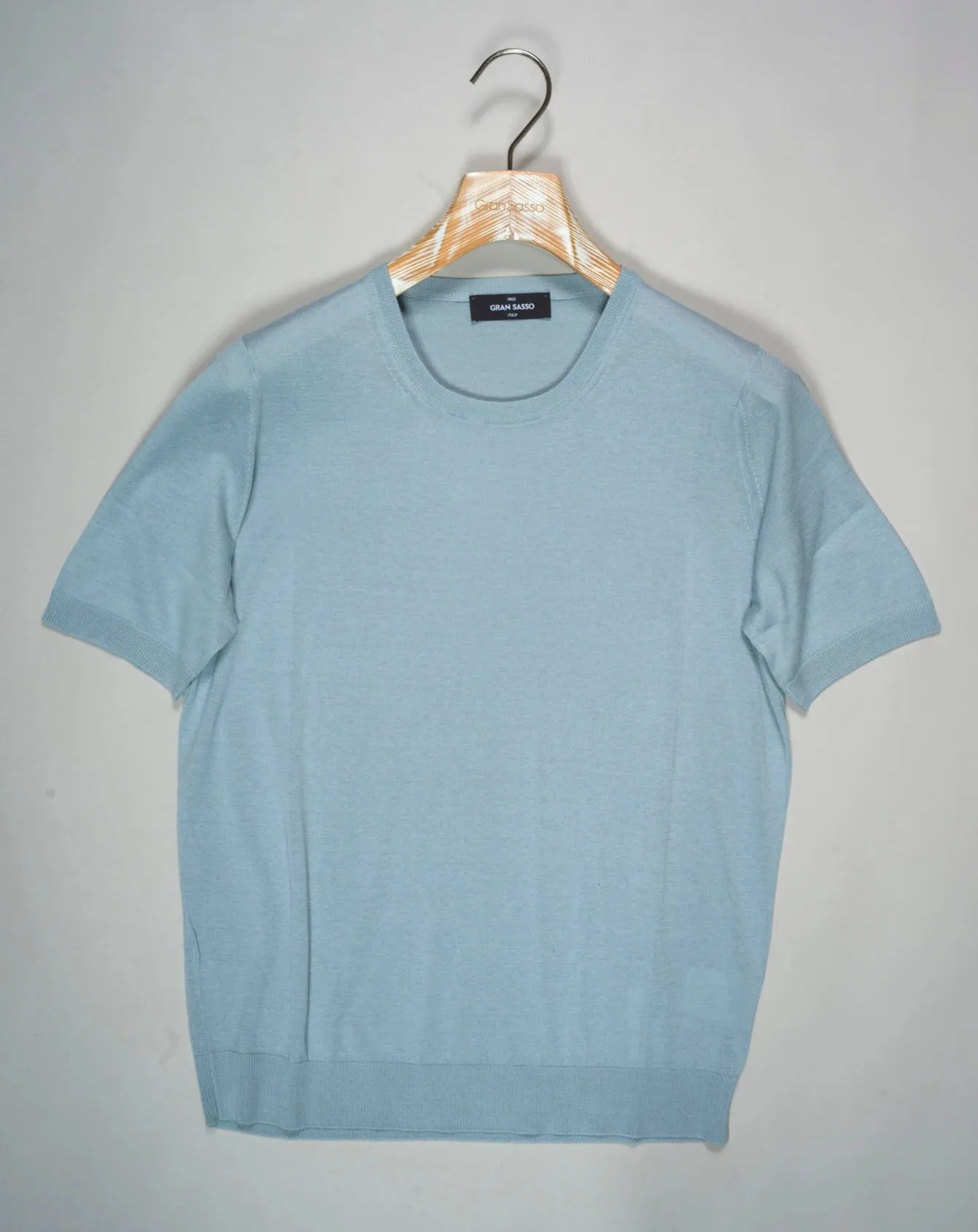 Gran Sasso Knitted Silk T-Shirt / Light Blue