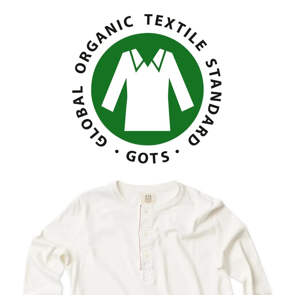 Premium Organic White Long Sleeve Henley by HARRI