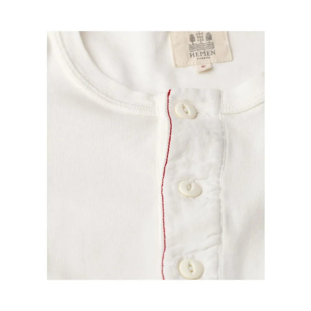 Premium Organic White Long Sleeve Henley by HARRI