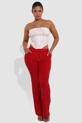 High Rise Pull On Sculpting Flare Pants - Vermilion