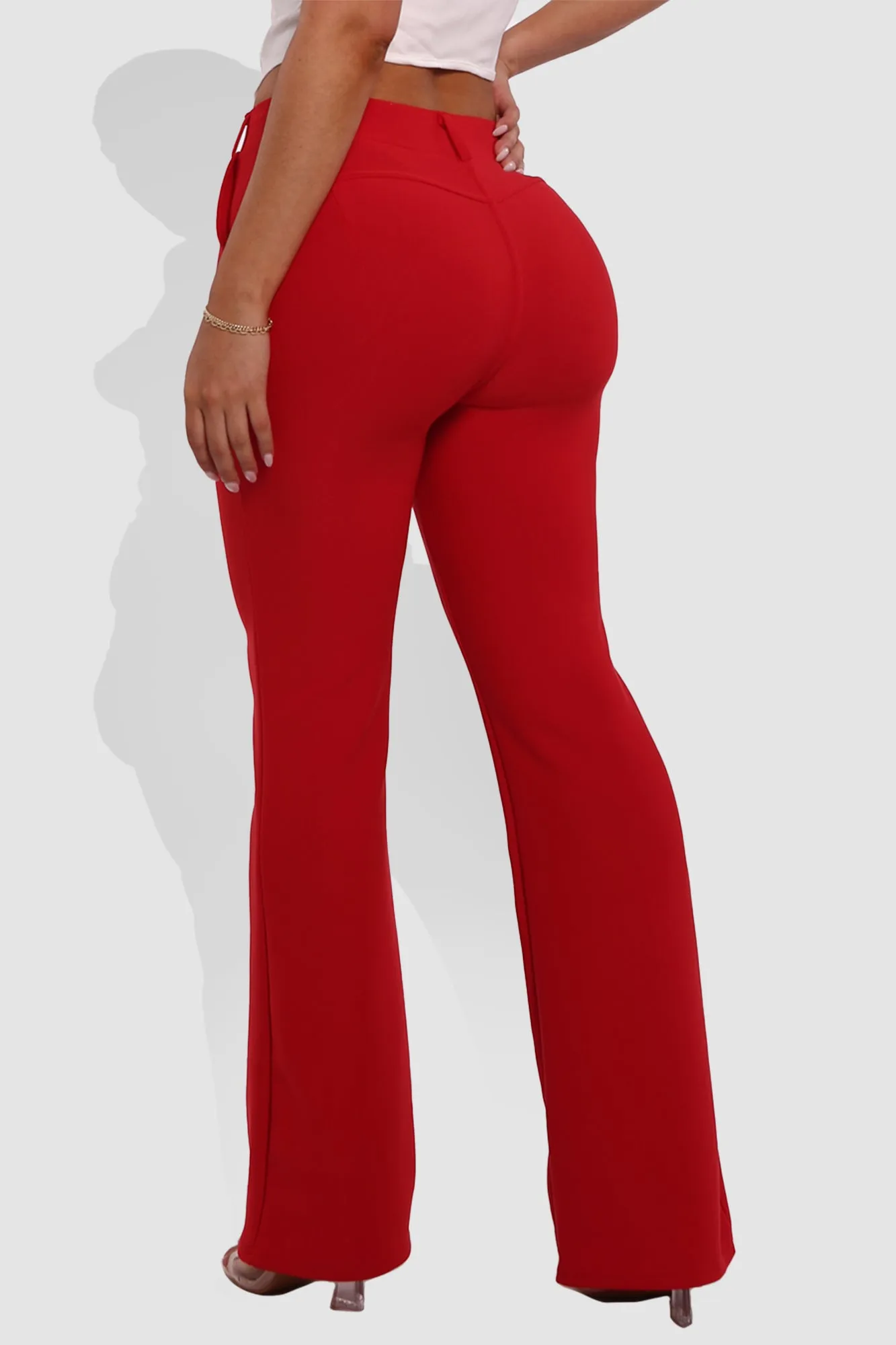 High Rise Pull On Sculpting Flare Pants - Vermilion